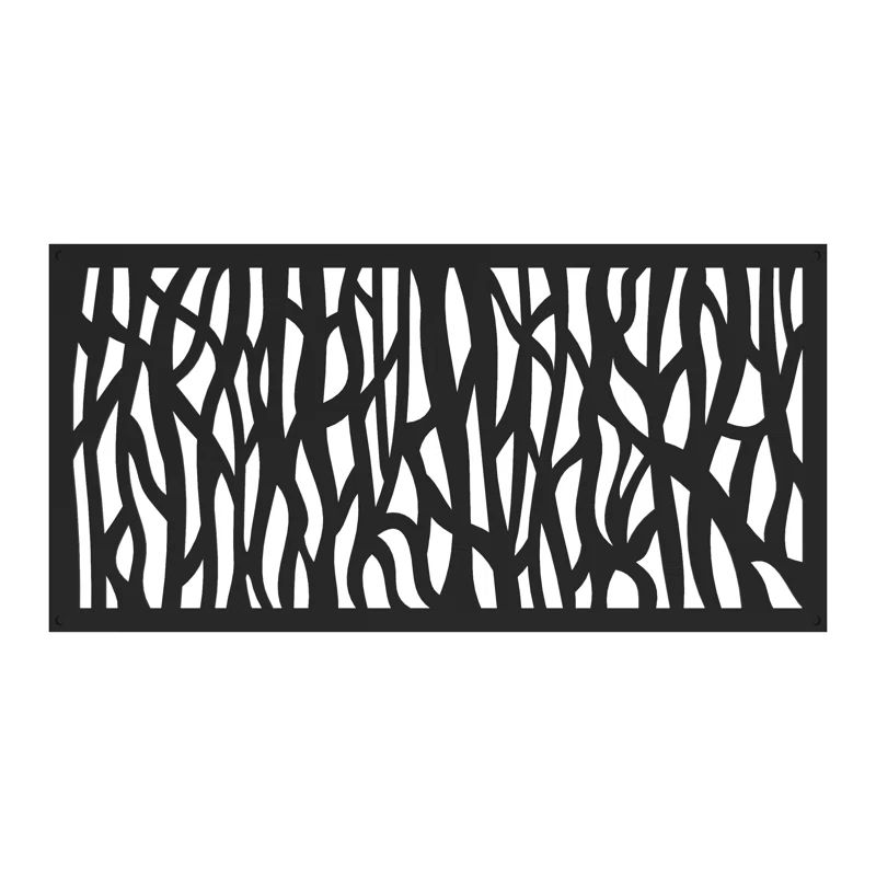 Sprig Black Polypropylene Decorative Screen Panel 2 ft. x 4 ft.