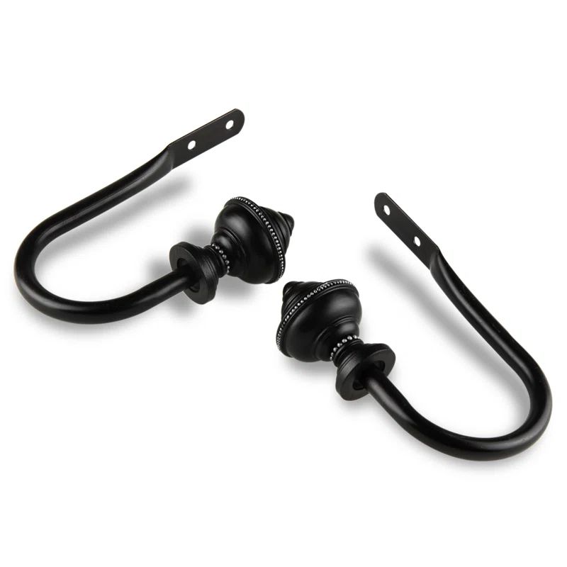 Black Steel Traditional Curtain Holdback Set of 2