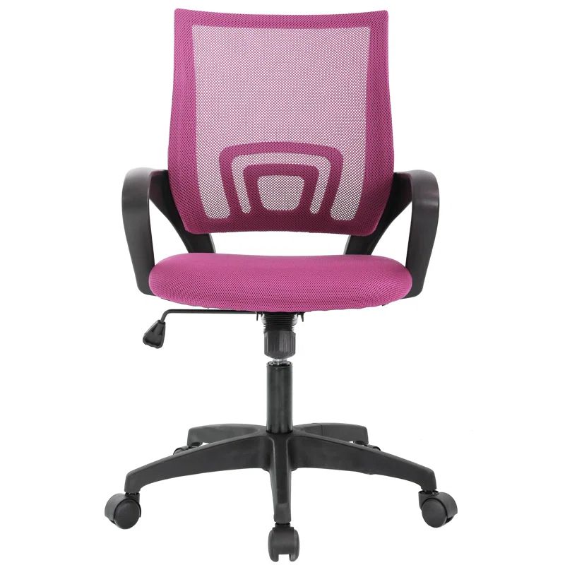 Pink Mesh Swivel Executive Office Chair with Fixed Arms