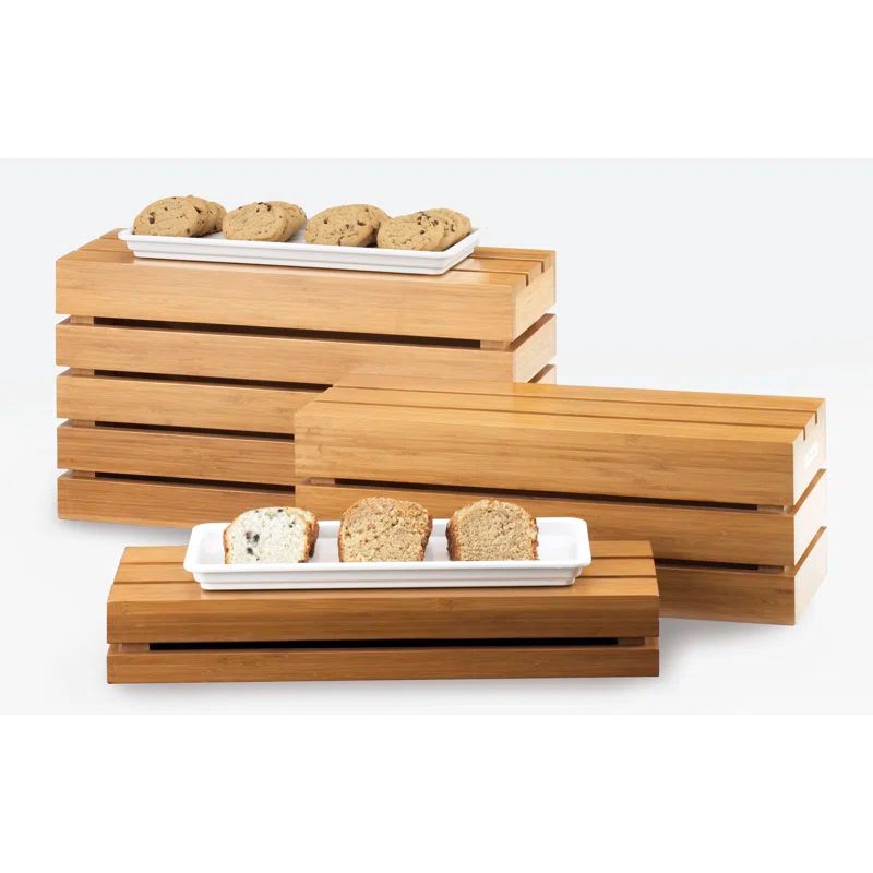 Natural Bamboo Rectangular Crate Riser with Flip Design