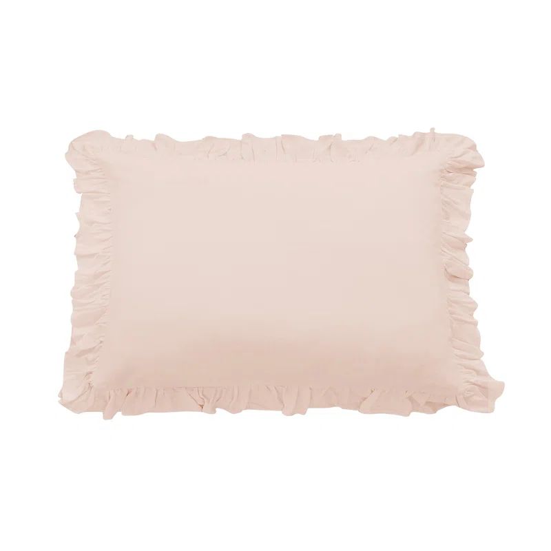 Blush Linen Ruffled Standard Pillow Sham with Frills