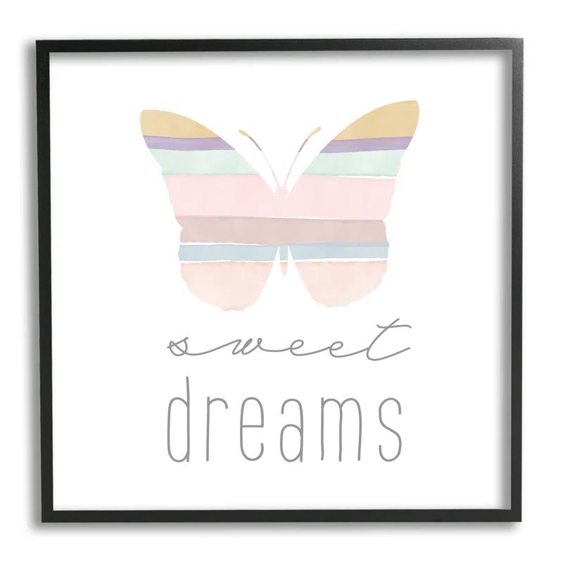 Black Framed Pastel Butterfly Canvas Print, 12" x 12"
