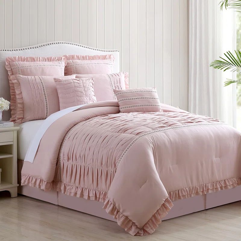 Antonella Mauve California King Microfiber Reversible Comforter Set