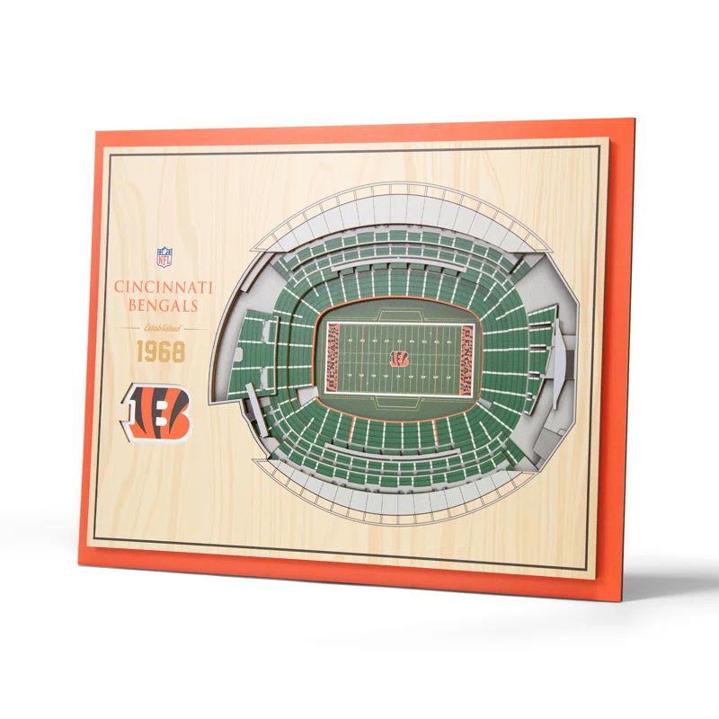 Cincinnati Bengals 3D StadiumView Wall Art in Natural Wood