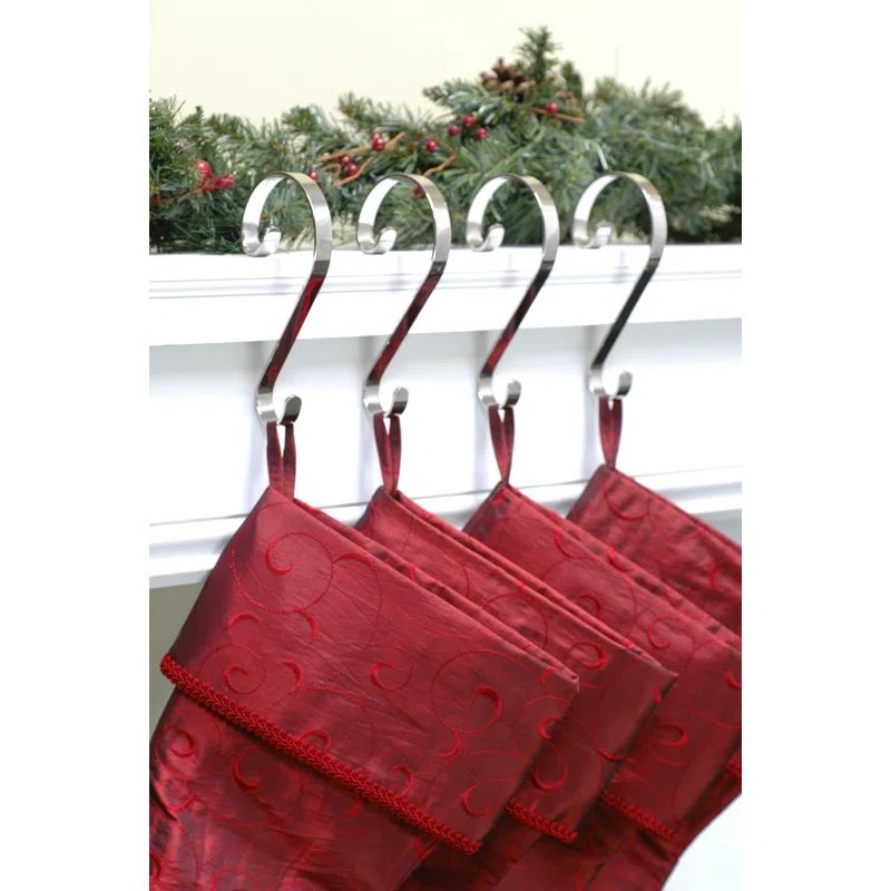 Silver Metal Swivel Stocking Holders, 4 Pack