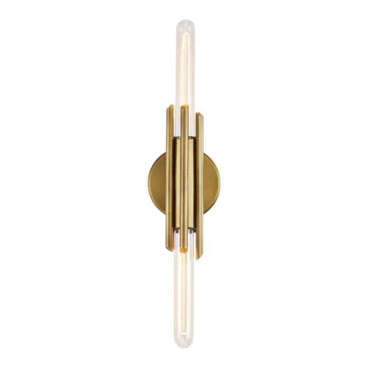 Vintage Brass and Bronze 2-Light Vanity Fixture