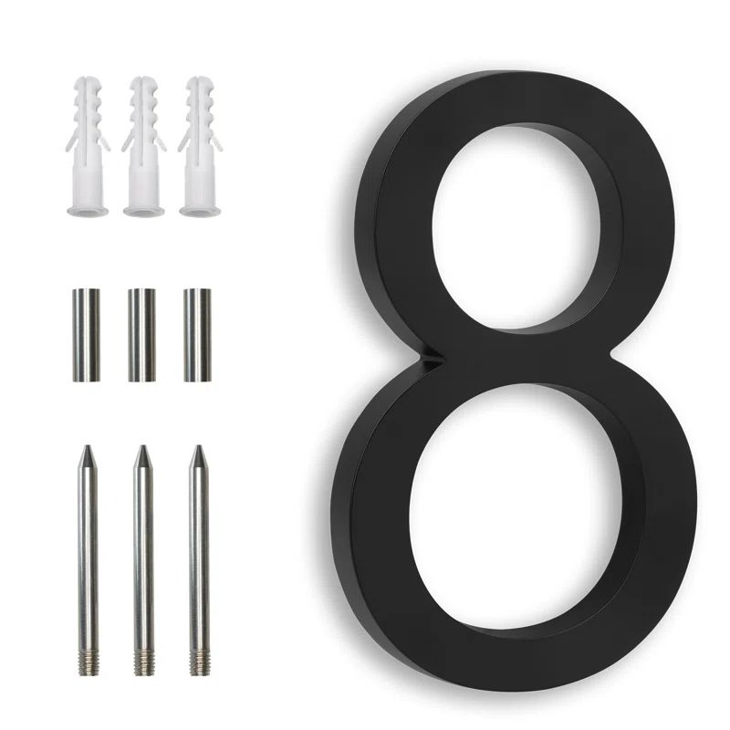 7 Inch Black Metal Floating House Number
