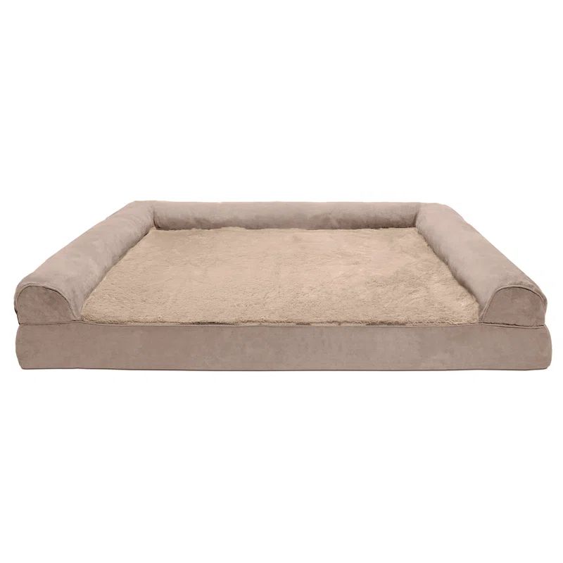 Jumbo Almondine Orthopedic Plush & Suede Pet Sofa Bed