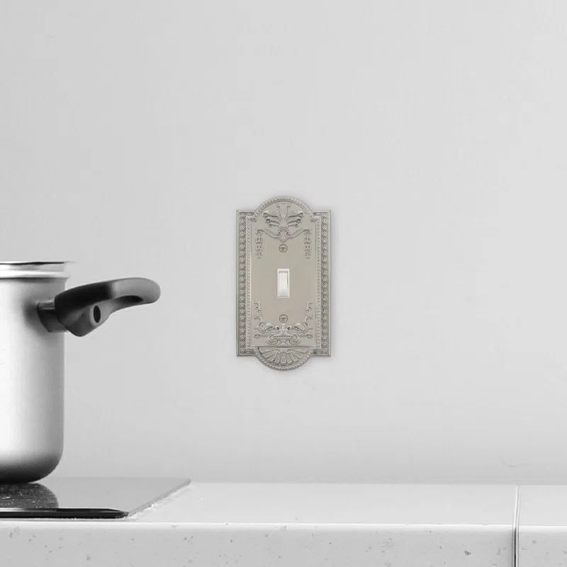 Satin Nickel Vintage Art Deco Metal Toggle Switch Plate