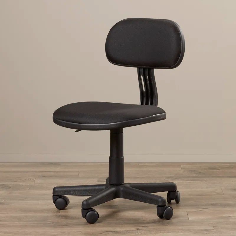 Black Swivel Armless Fabric Task Chair