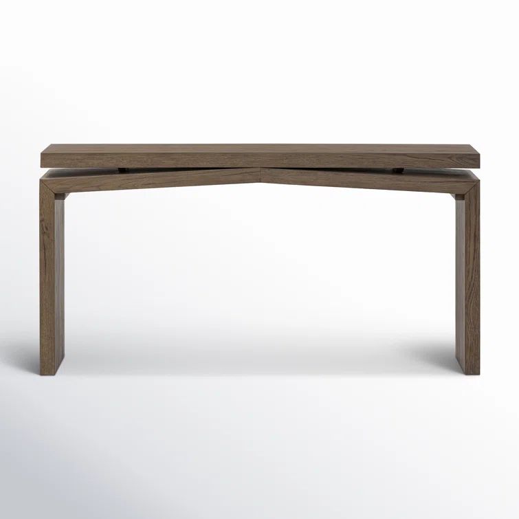 Rustic Gray Solid Wood Console Table with Storage
