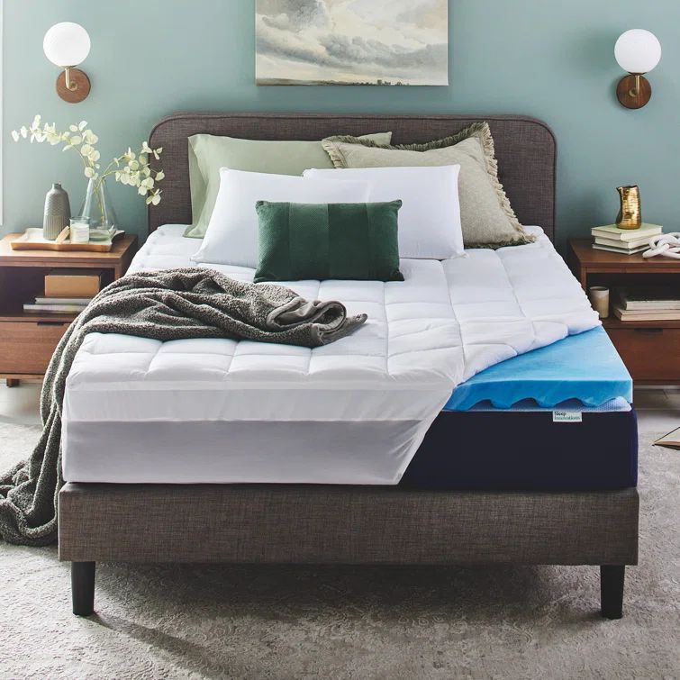 Twin Size White Gel Memory Foam Mattress Topper