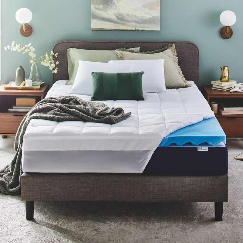 Queen Size Dual Layer Gel Memory Foam Mattress Topper