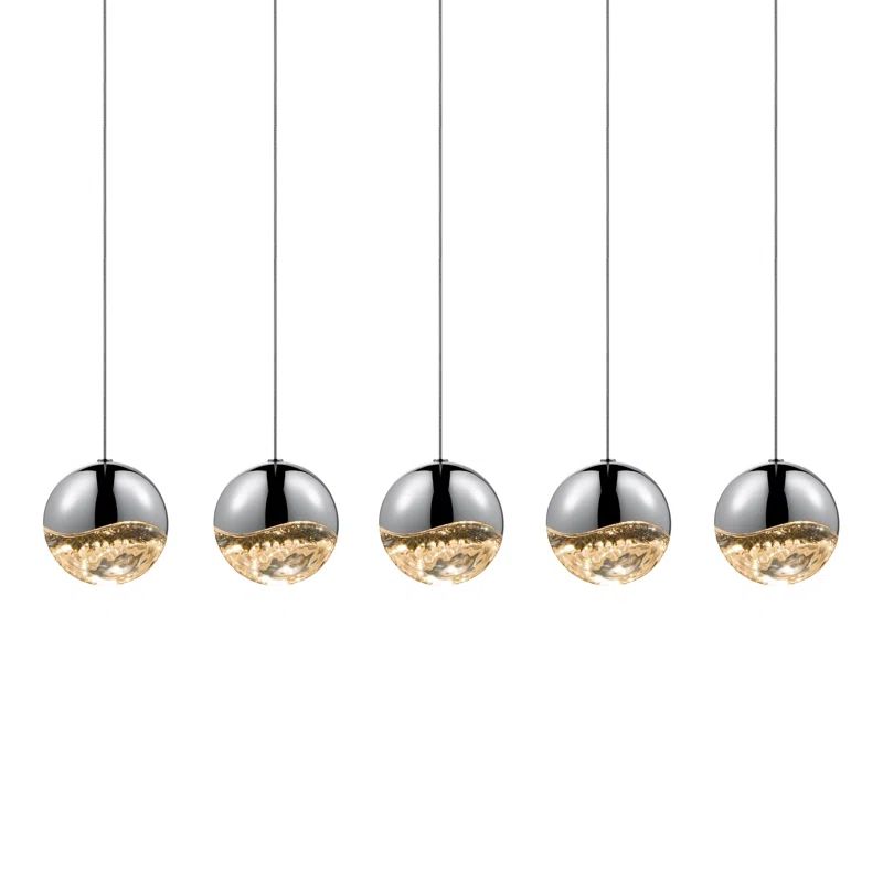 Satin Nickel 37.75" Glass LED Indoor/Outdoor Pendant Light