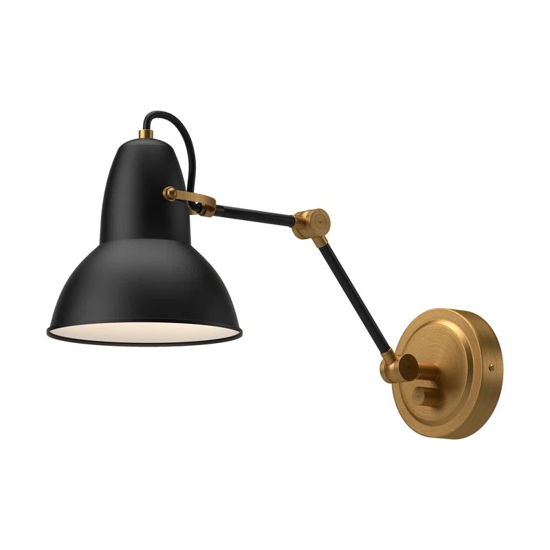 Matte Black and Gold Adjustable Dimmable Wall Sconce