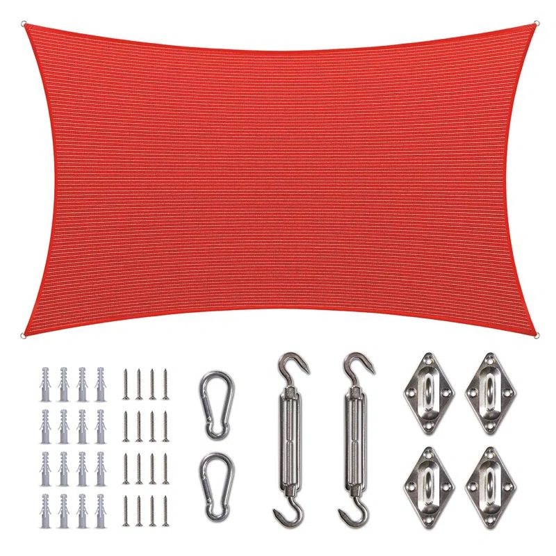 Large Red High-Density Polyethylene Patio Sun Shade Sail