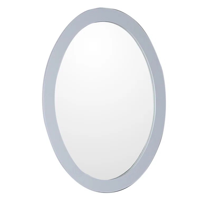 White Oval Wall-Mounted Wood Mirror