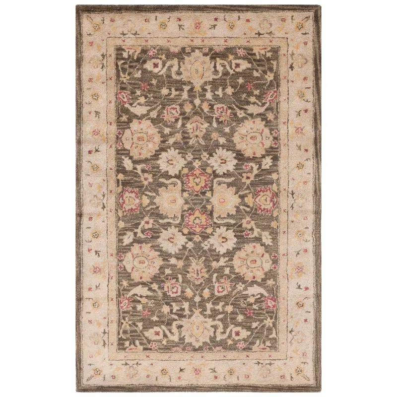 Gray Hand-Tufted Wool Rectangular 4' x 6' Area Rug