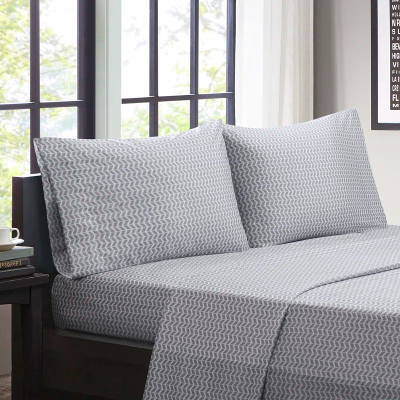 Gray Chevron Twin Microfiber Sheet Set