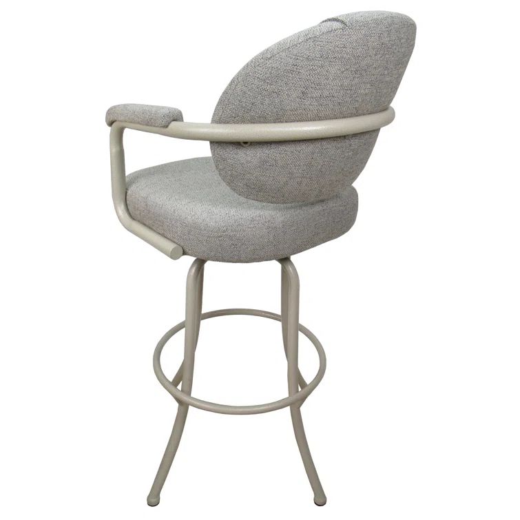 Portwood Ash Beige 360° Swivel Metal Counter Stool with Upholstered Seat