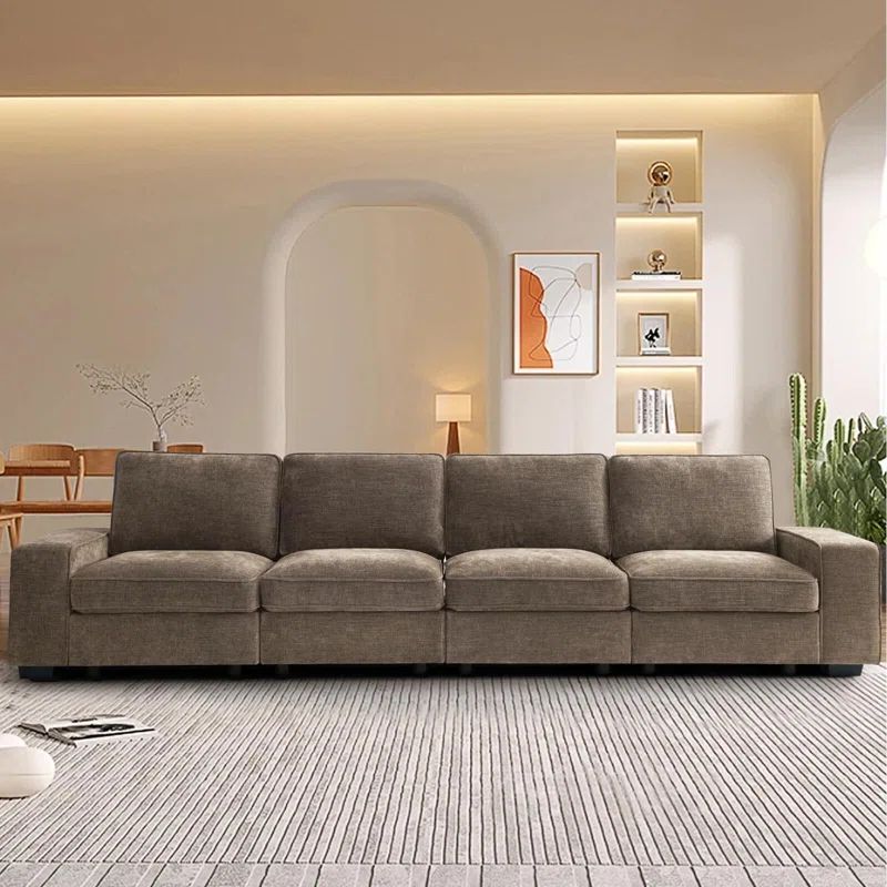 Dark Gray Chenille Modular Sectional Sofa with Storage and Pillow Back