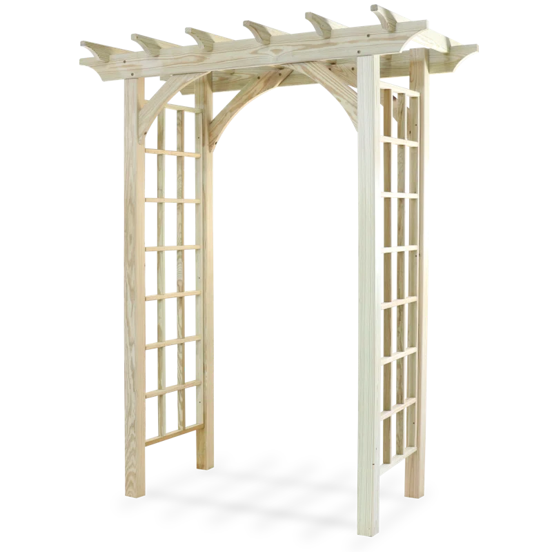 Unfinished Wood Garden Arbor with Arch, 94.5" Height