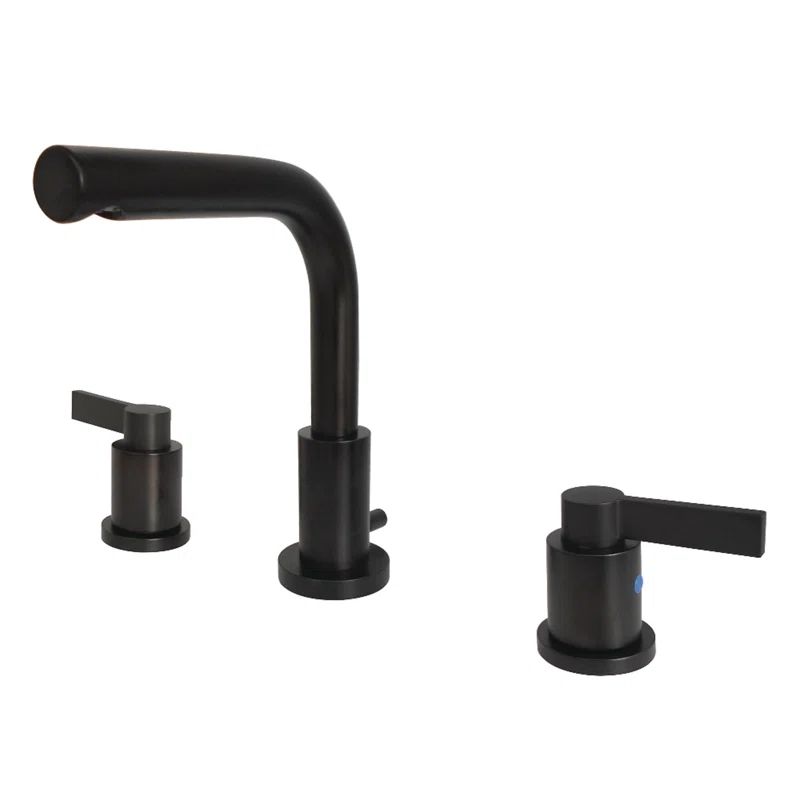 Oil Rubbed Bronze Widespread Bathroom Faucet with Brass Pop-Up
