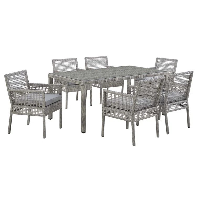 Gray Wicker Rattan 7-Piece Outdoor Patio Set