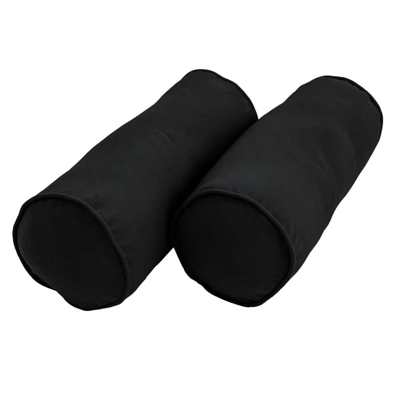 Black Cotton Bolster Pillows Set of 2 - 20" x 8"