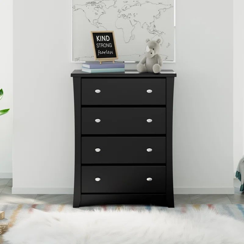 Black Double Nursery Vertical 4-Drawer Chest