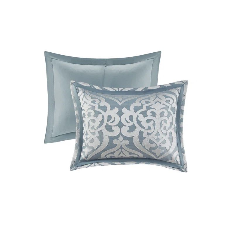 California King Aqua and Silver Microfiber Reversible Comforter Set