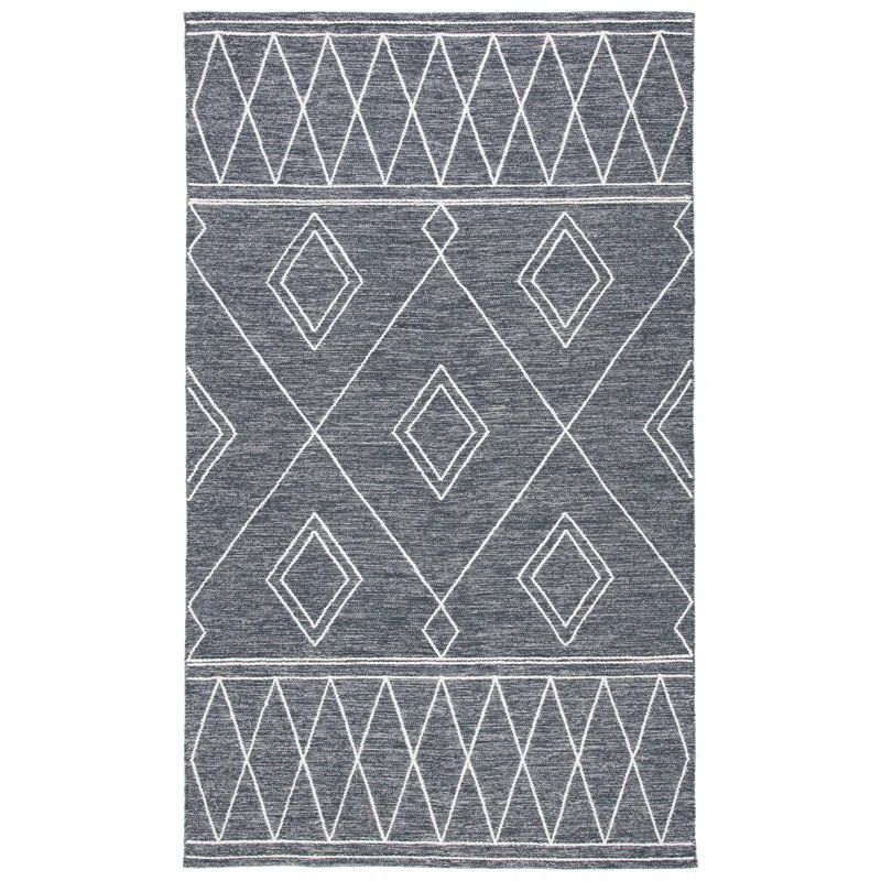 Hand-Woven Charcoal and Ivory Wool 3' x 5' Area Rug