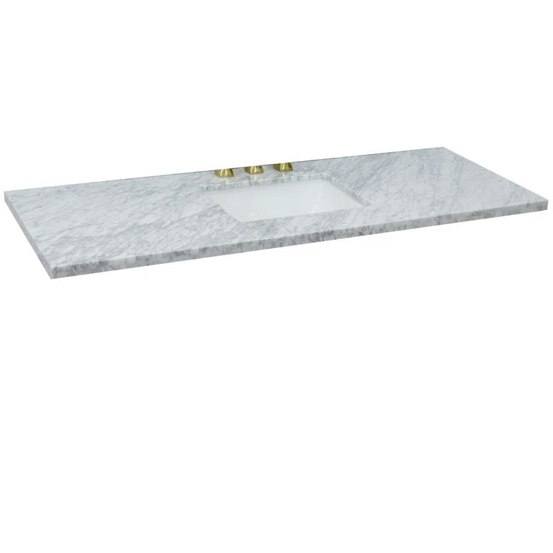 61'' White Carrara Marble Vanity Top with Ceramic Undermount Sink