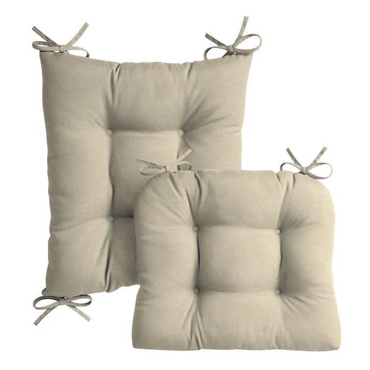 Tan Tufted Polyester Rocking Chair Cushion Set