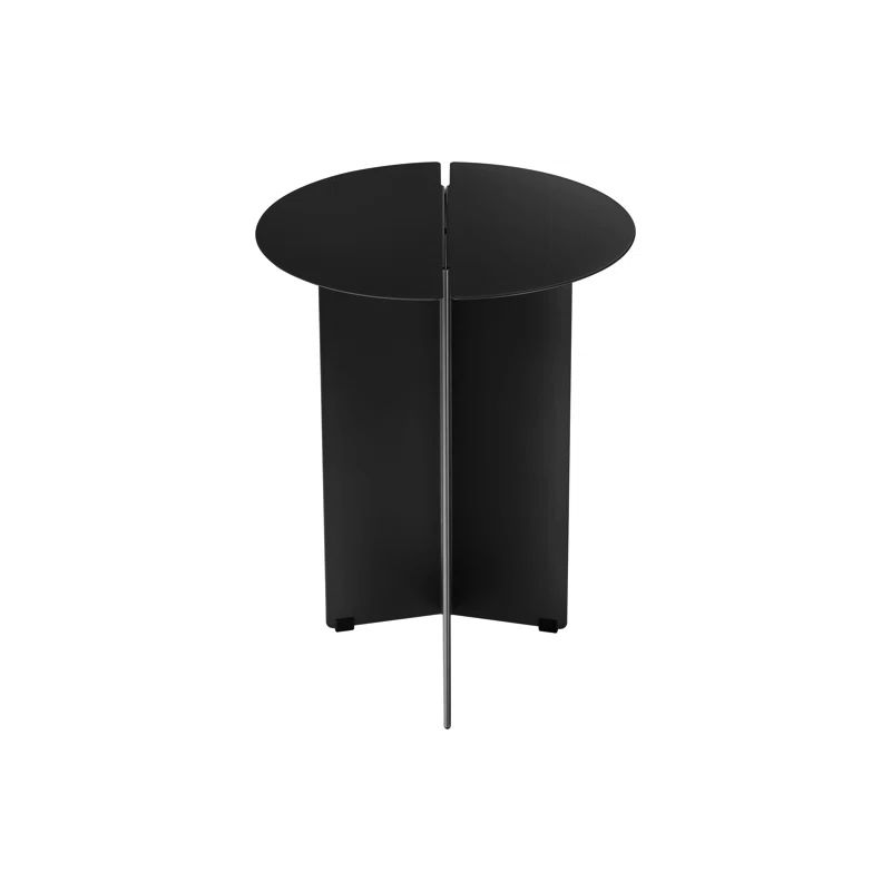 Oru Black Round Metal Origami-Inspired Side Table