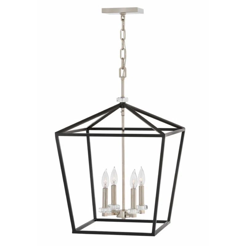 Black Nickel Cage 4-Light Crystal Accent Chandelier
