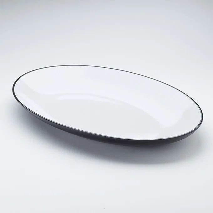 Black Oval Melamine Dinnerware Serving Platter, 21.5" x 14.4"