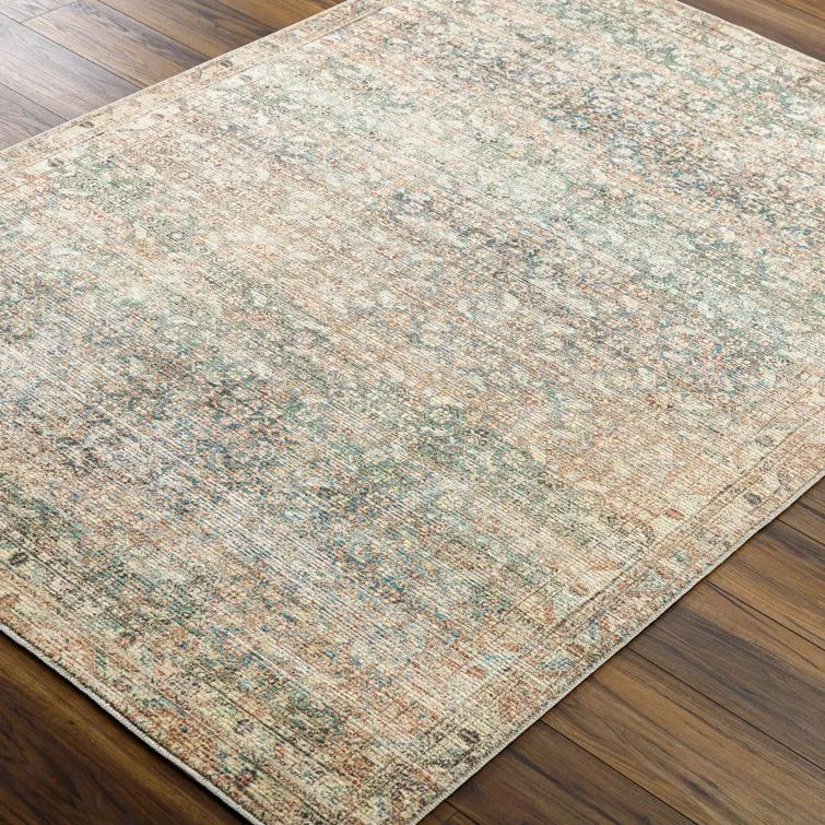 Marlene Blue and Beige Synthetic Flat Woven Rectangular Rug