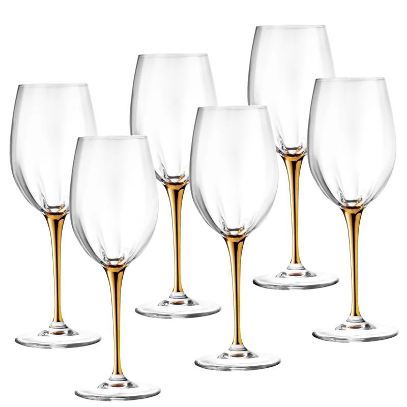 Elegant Clear and Gold Crystal White Wine Glass Set