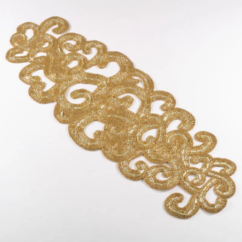 Gold Beaded Intricate Design Table Runner