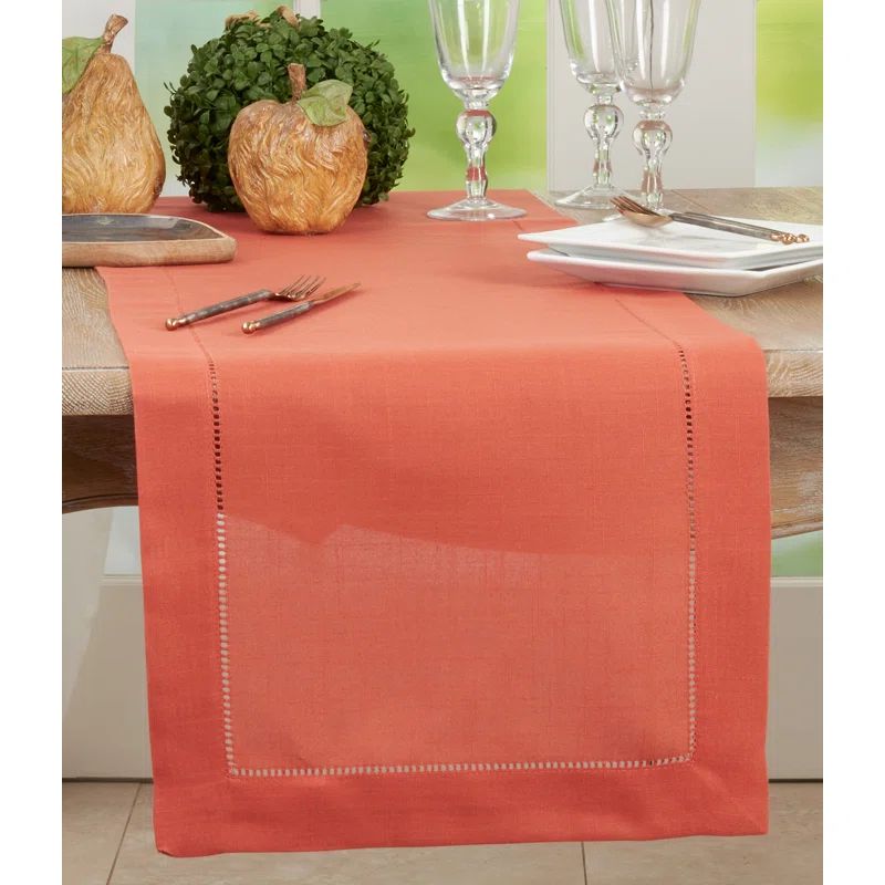 Terracotta Polyester Hemstitched Border Table Runner 54" x 16"