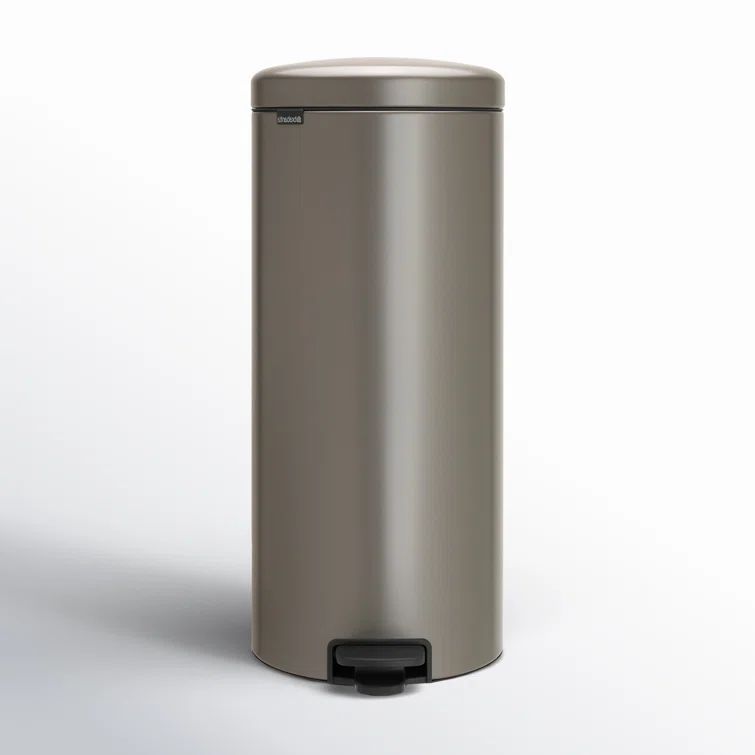 Brabantia Platinum 8 Gallon Plastic Pedal Trash Can