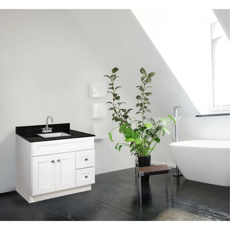 Brookings 36 Inch White Solid Wood Bathroom Vanity Cabinet