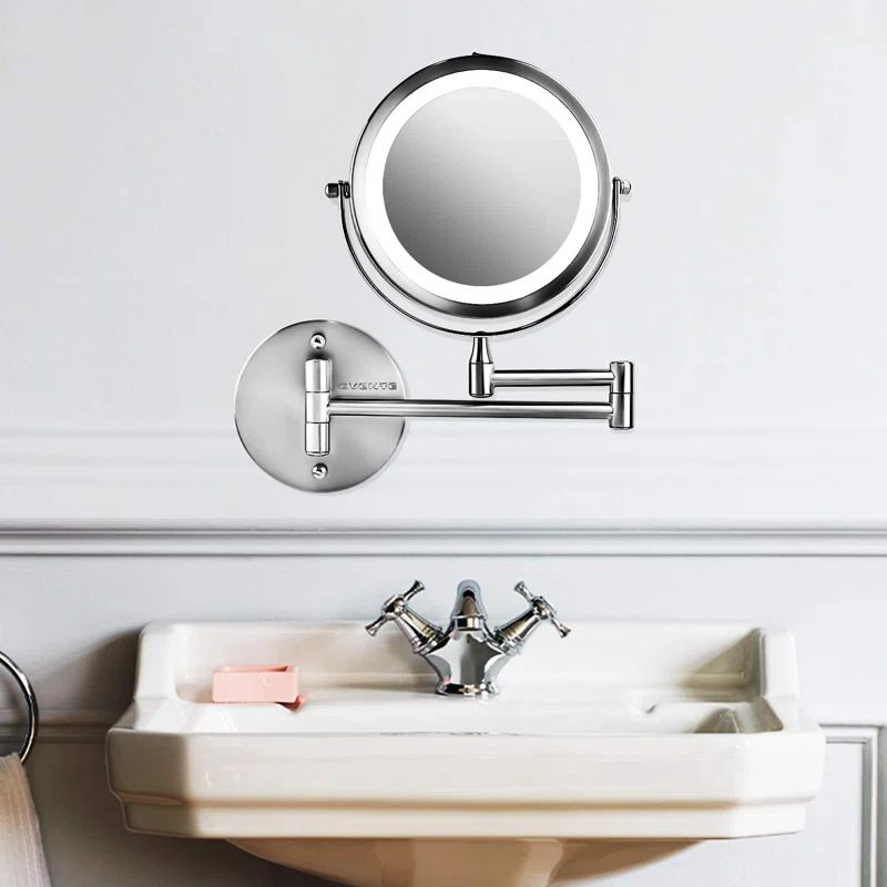 Nickel Brushed LED Wall Mounted Magnifying Makeup Mirror