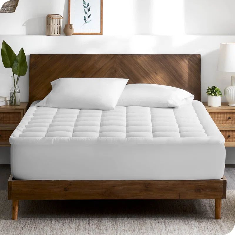 White Twin XL Cotton Top Down Alternative Mattress Pad