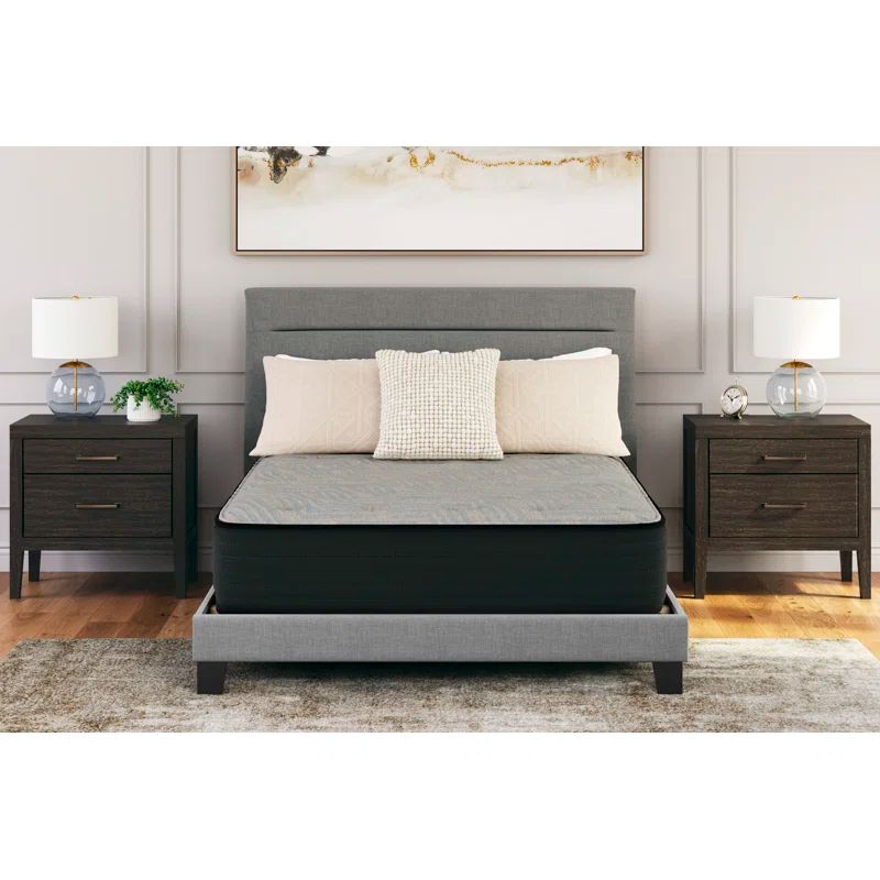 Full Size Blue/Gray Firm Hybrid Mattress with Gel Memory Foam