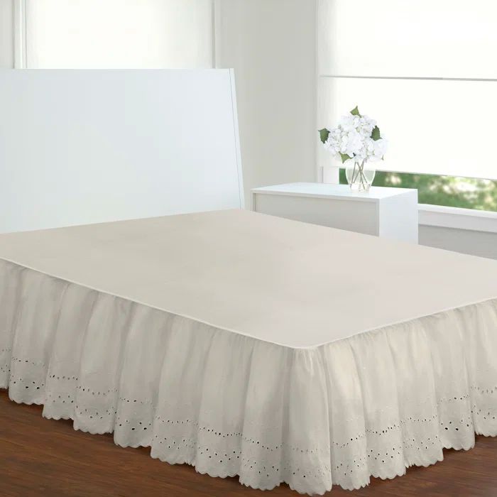 Fresh Ideas Fresh Ideas Ruffled Eyelet Bed Skirt, 14" Drop Length