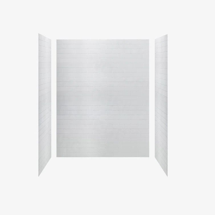 High Gloss White Solid Surface Alcove Shower Wall Panel Set