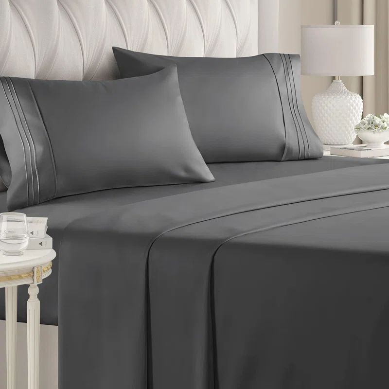 Charcoal Queen Size Deep Pocket Microfiber Bed Sheet Set