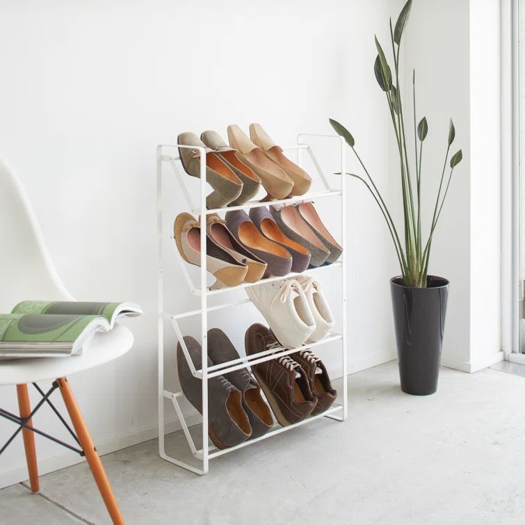 White Metal Slim 4-Tier Shoe Rack